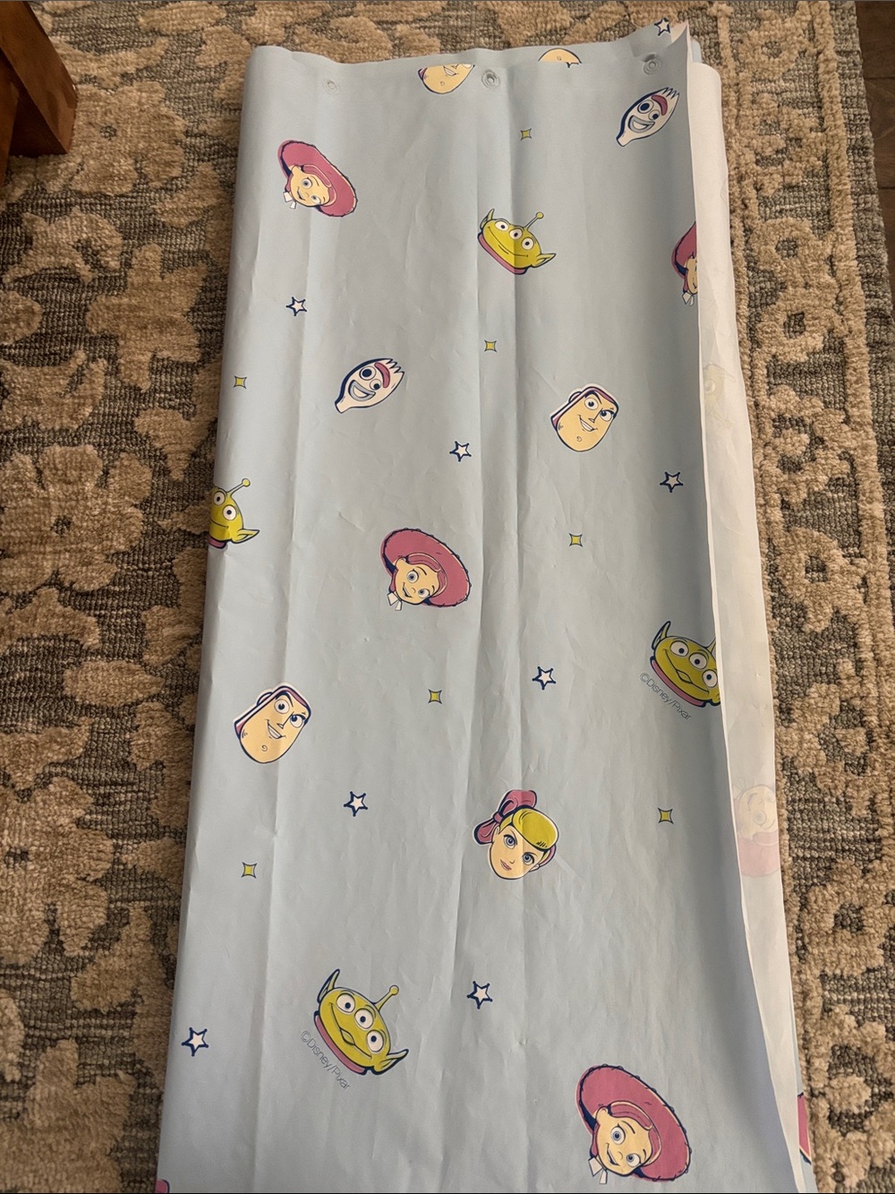 Light Blue Exclusive Plastic Toy Story Character Shower Curtain - Kids Bathroom